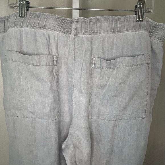 James Perse gray 100% linen pull on high rise elastic waist pants size 4 US XL - Picture 4 of 8